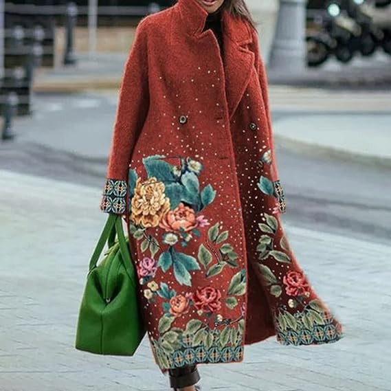 Cappotto Donna con Colletto a Revers Elegante Autunnale