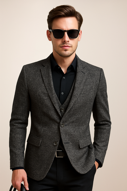 Aliv | Uomo Giacca Blazer Slim Primavera Nero