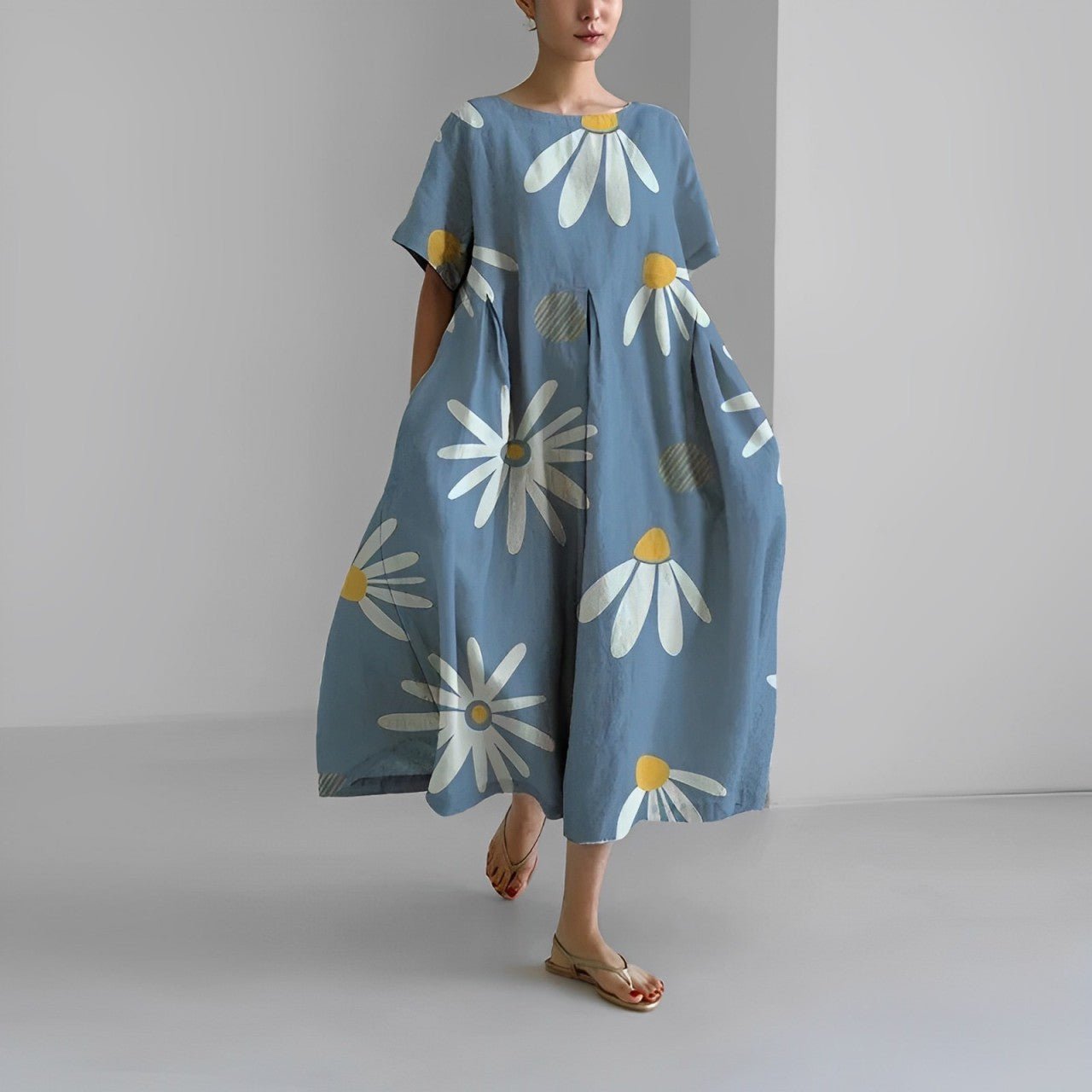 Allegra | Abito Lungo da Cerimonia Floreale Blu chiaro