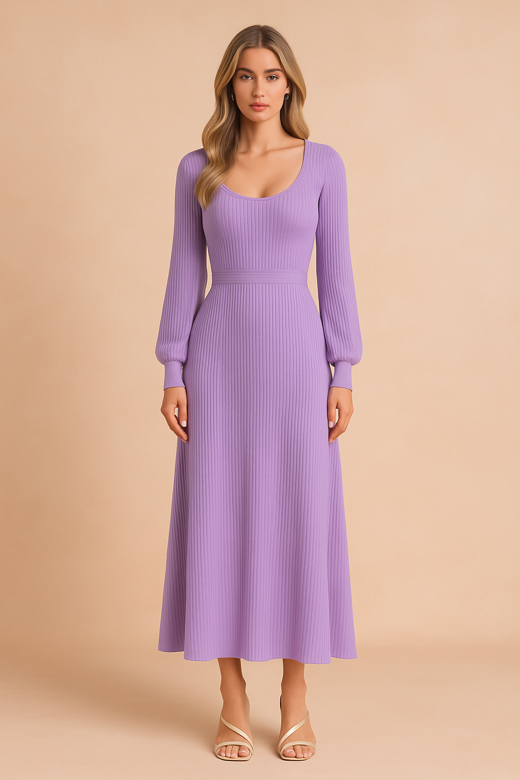 Abito Lungo Donna con Maniche a Sbuffo Elegante - Vesarelli