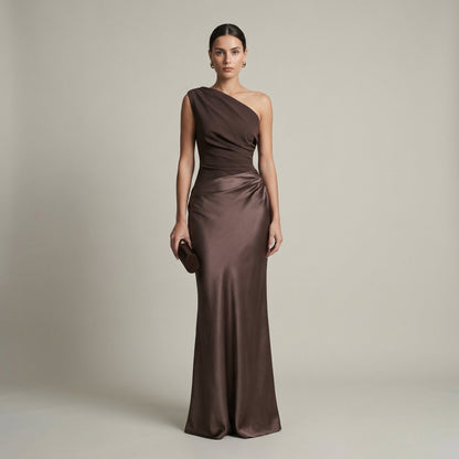 Abito Lungo Donna Cerimonia Elegante Scivolato - Vesarelli