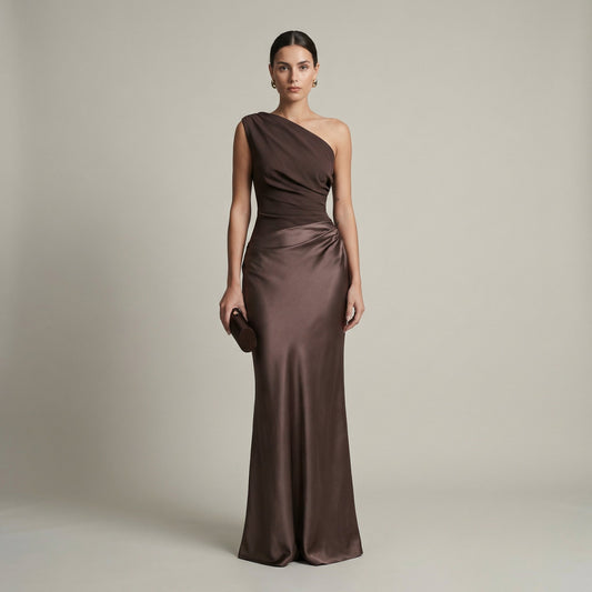 Abito Lungo Donna Cerimonia Elegante Scivolato - Vesarelli