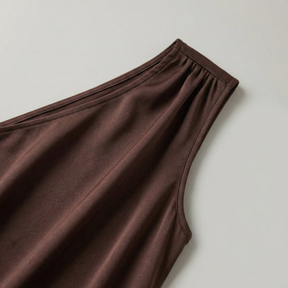 Alovra | Abito Lungo Donna Monospalla in Raso Arricciato Aderente 2