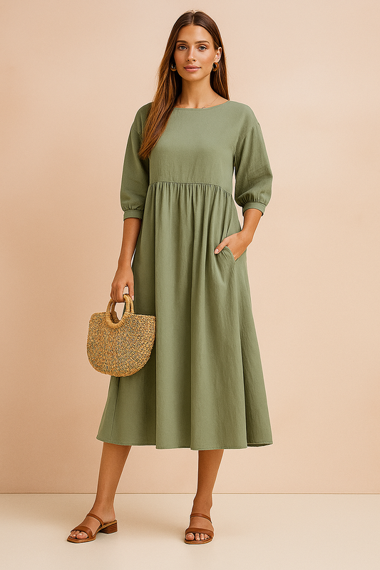 Abito Midi Donna Elegante Maniche Lunghe - Vesarelli