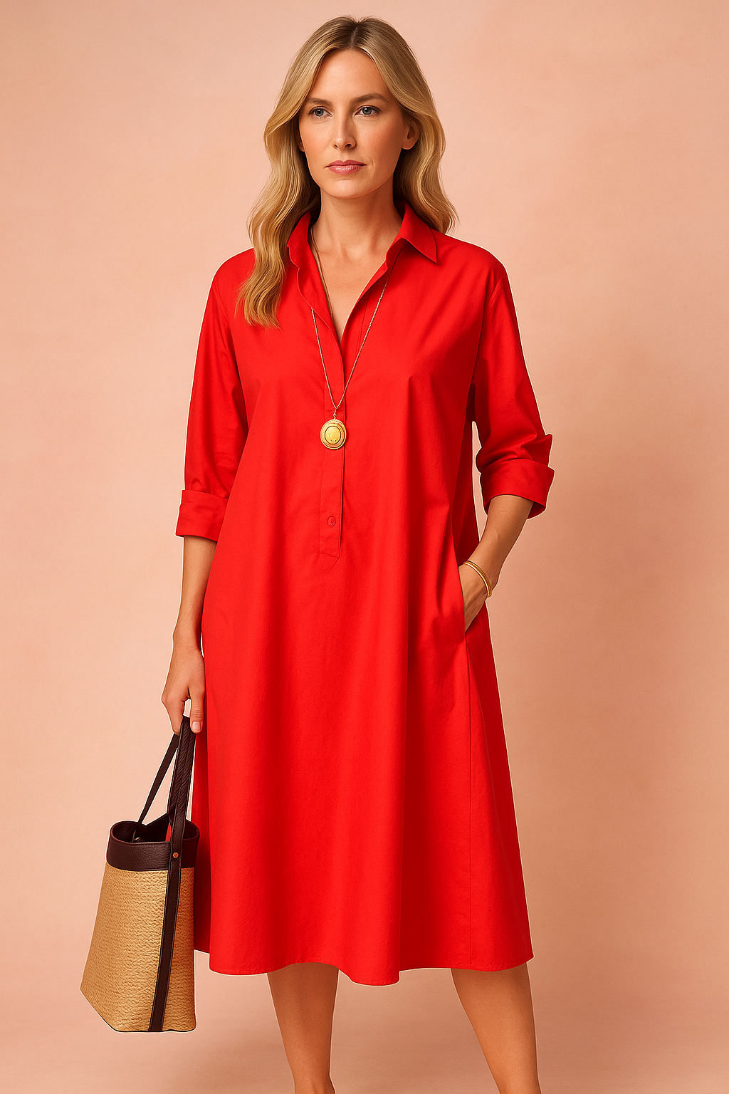 Camicia Donna Ampia Minimalista con Tasche - Vesarelli