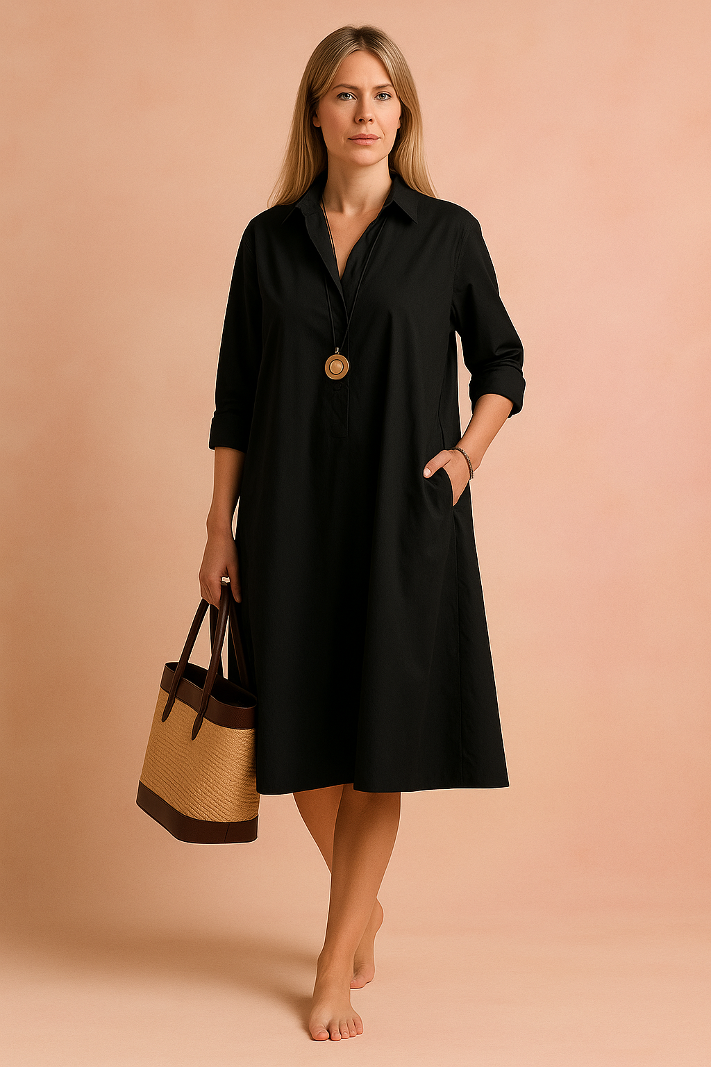 Amara | Camicia minimalista ampia con tasche 1