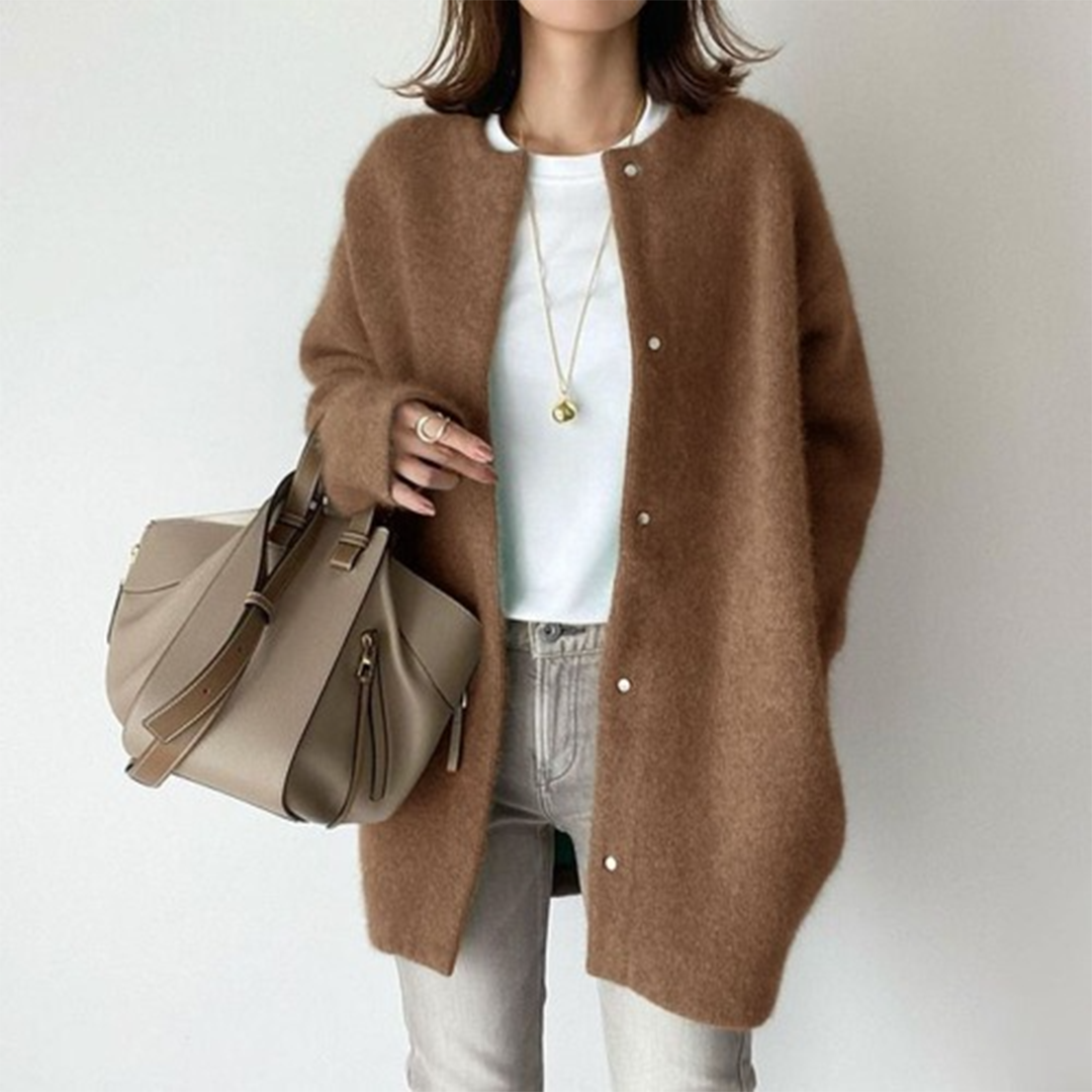 Cardigan Lungo Donna in Maglia Grossa Elegante