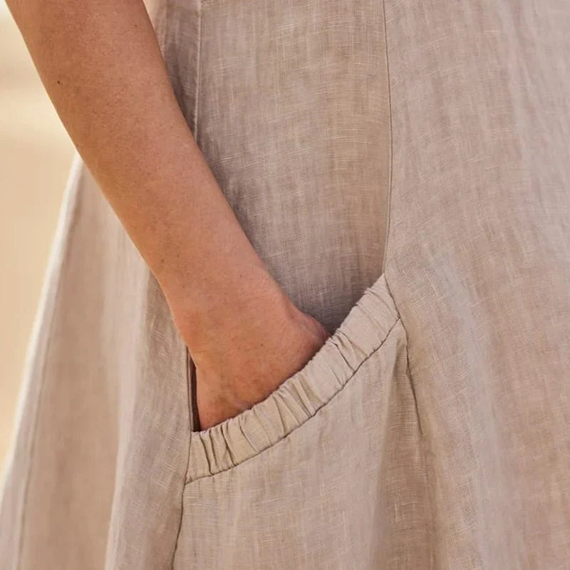 Arlina | Abito Midi Senza Maniche in Lino da Donna Rosa 6