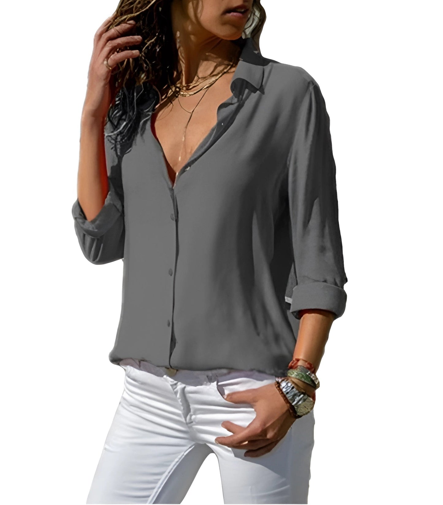 Blusa Donna Scollo a V Taglio Morbido