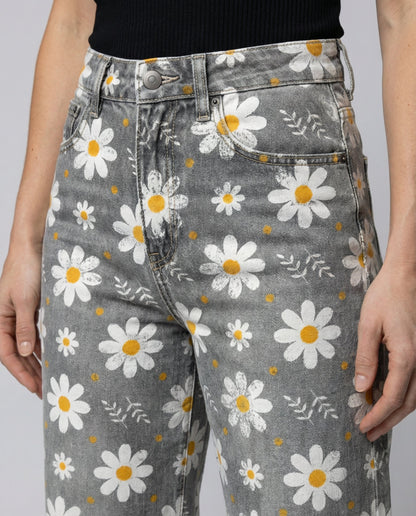 Jeans Donna Floreali Vestibilità Ampia