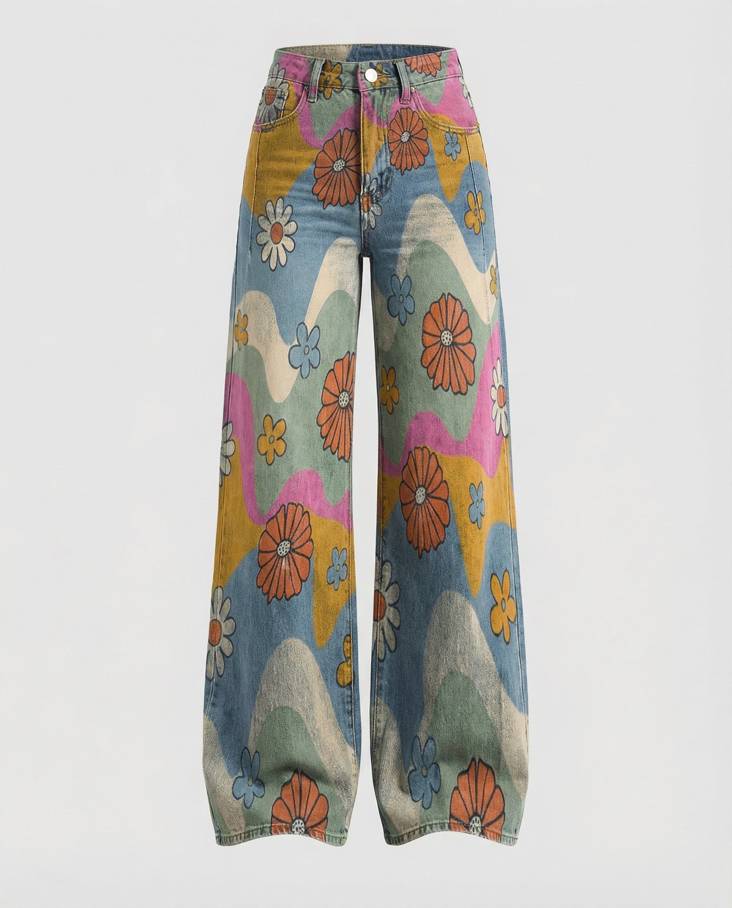 Jeans Donna Floreali Vestibilità Ampia