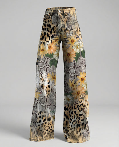 Jeans Donna Floreali Vestibilità Ampia