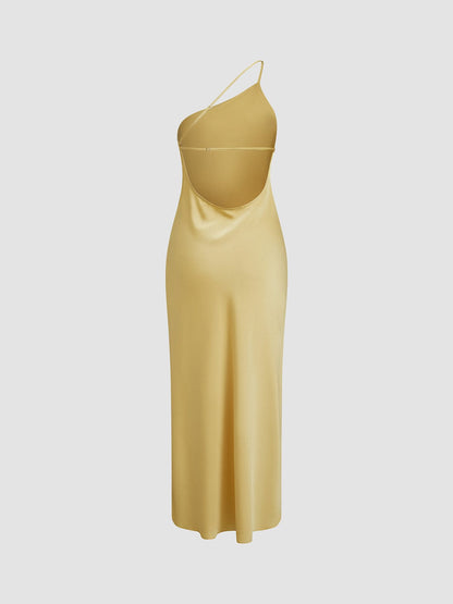 Abito Elegante Donna in Satin Scollo Schiena Scoperta