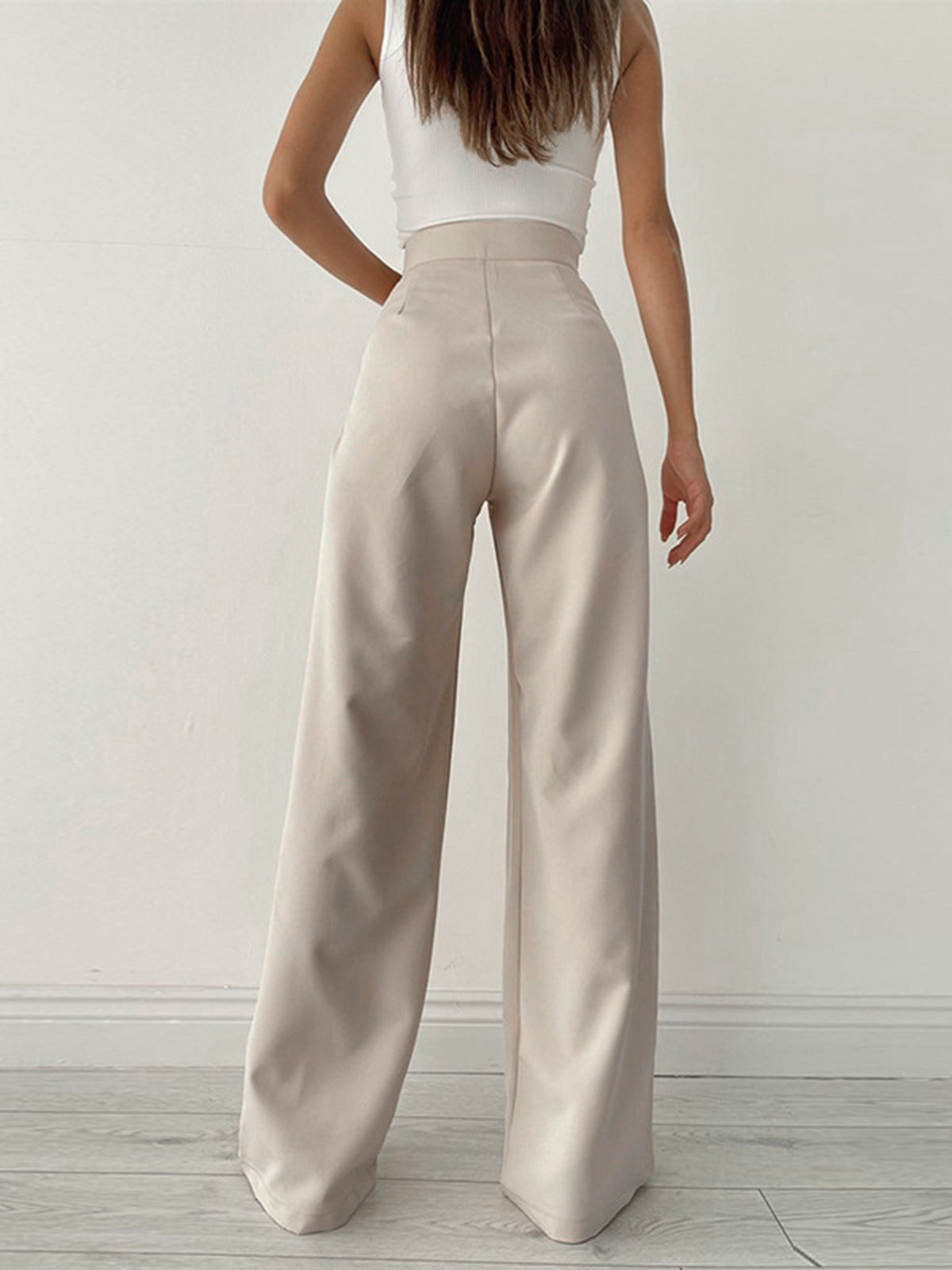 Pantaloni Donna Vita Alta con Fiocco e Gamba Larga