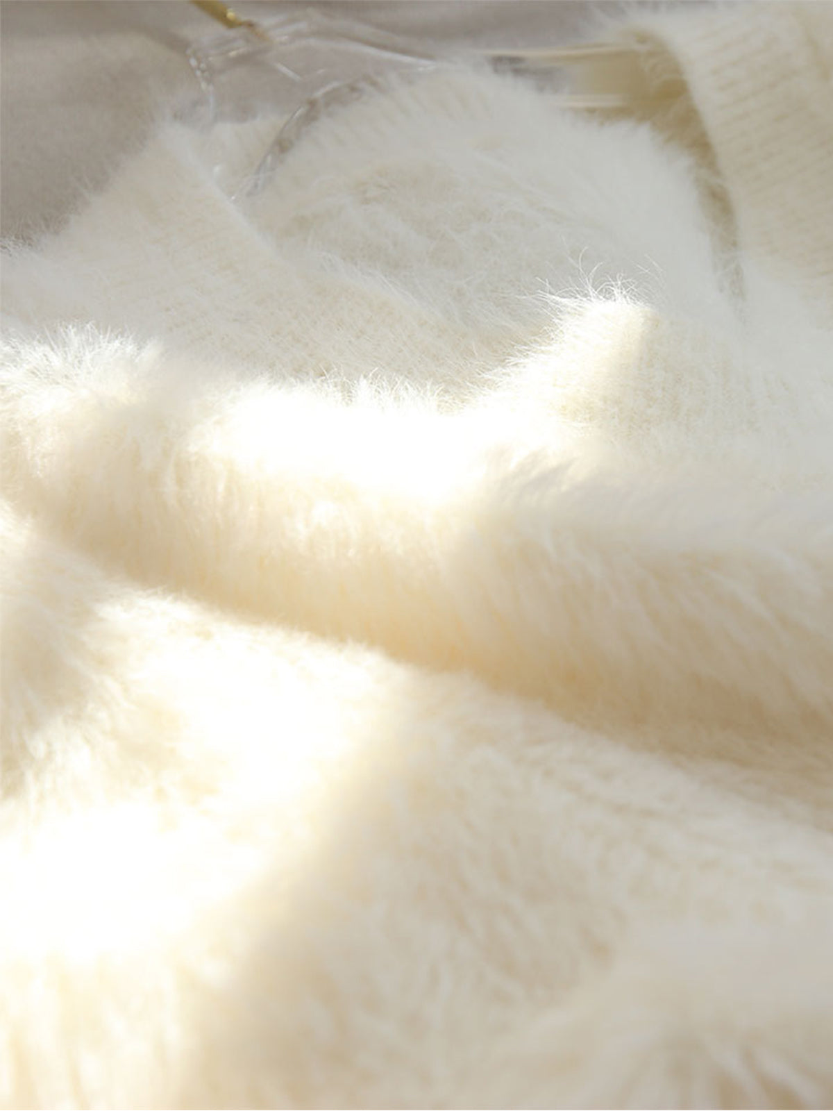 Maglione Donna Scollo a V Morbido Maglia con Texture Fuzzy