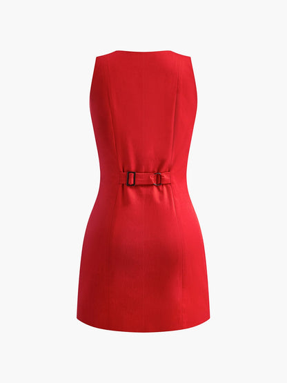 Abito Smanicato Donna in Cotone Stile Elegante Casual