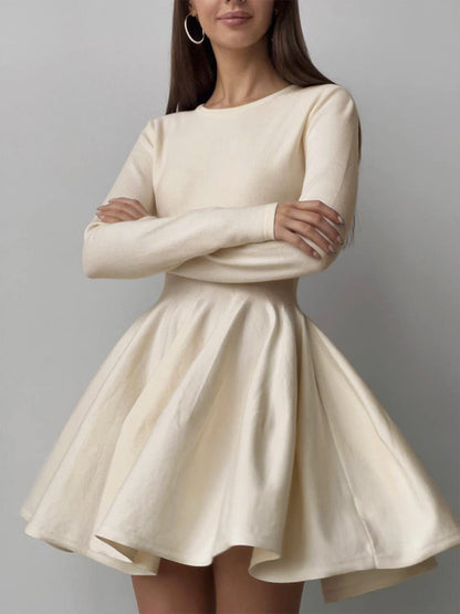 Abito Mini Donna Taglio Vita Maniche Lunghe - Brentozzi
