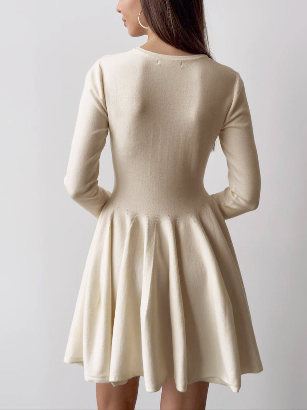 Abito Mini Donna Taglio Vita Maniche Lunghe