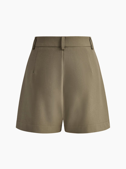 Shorts Donna Vita Alta Gamba Dritta Orlo Sulla Anche