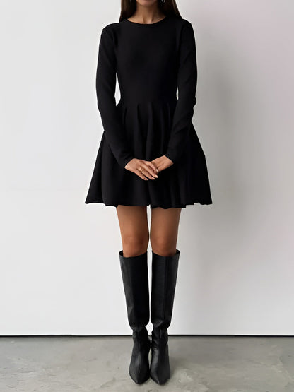 Abito Mini Donna Taglio Vita Maniche Lunghe