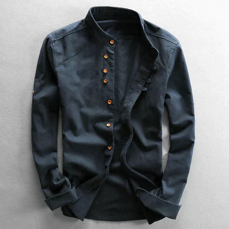 Camicia Uomo Elegante Colletto alla Coreana