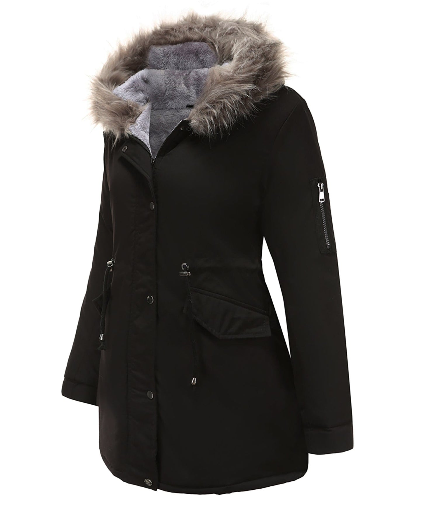 Giacca Invernale Imbottita Donna con Cappuccio e Coulisse
