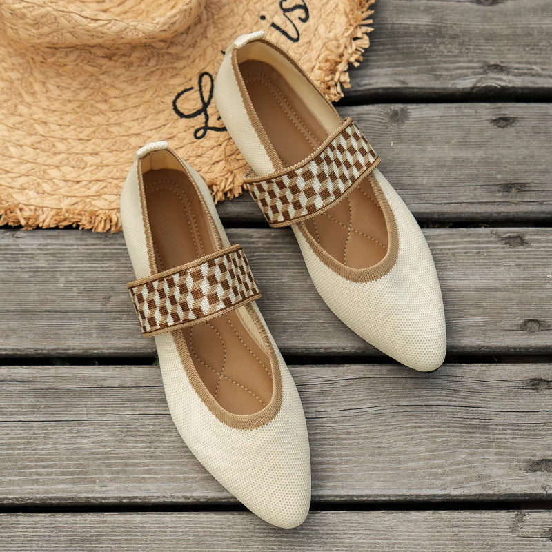 Ballerine a punta da donna in comoda pelle PU 6