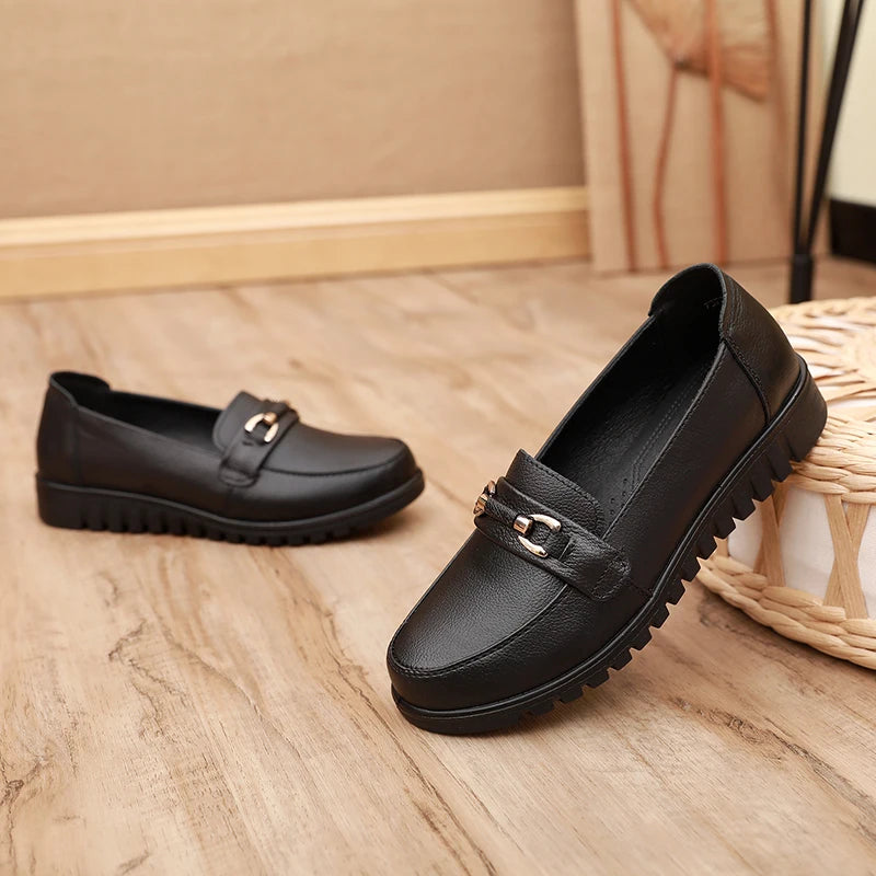 Ballerine comode da donna nere con punta tonda in similpelle 2