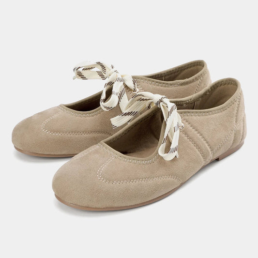 Ballerine Donna in Finta Pelle Scamosciata con Lacci Comode - Vesarelli