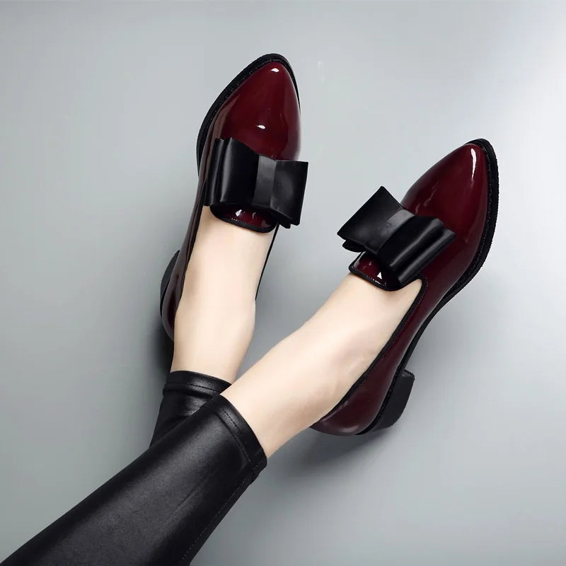 Ballerine slip-on chic da donna con fiocco in similpelle 1
