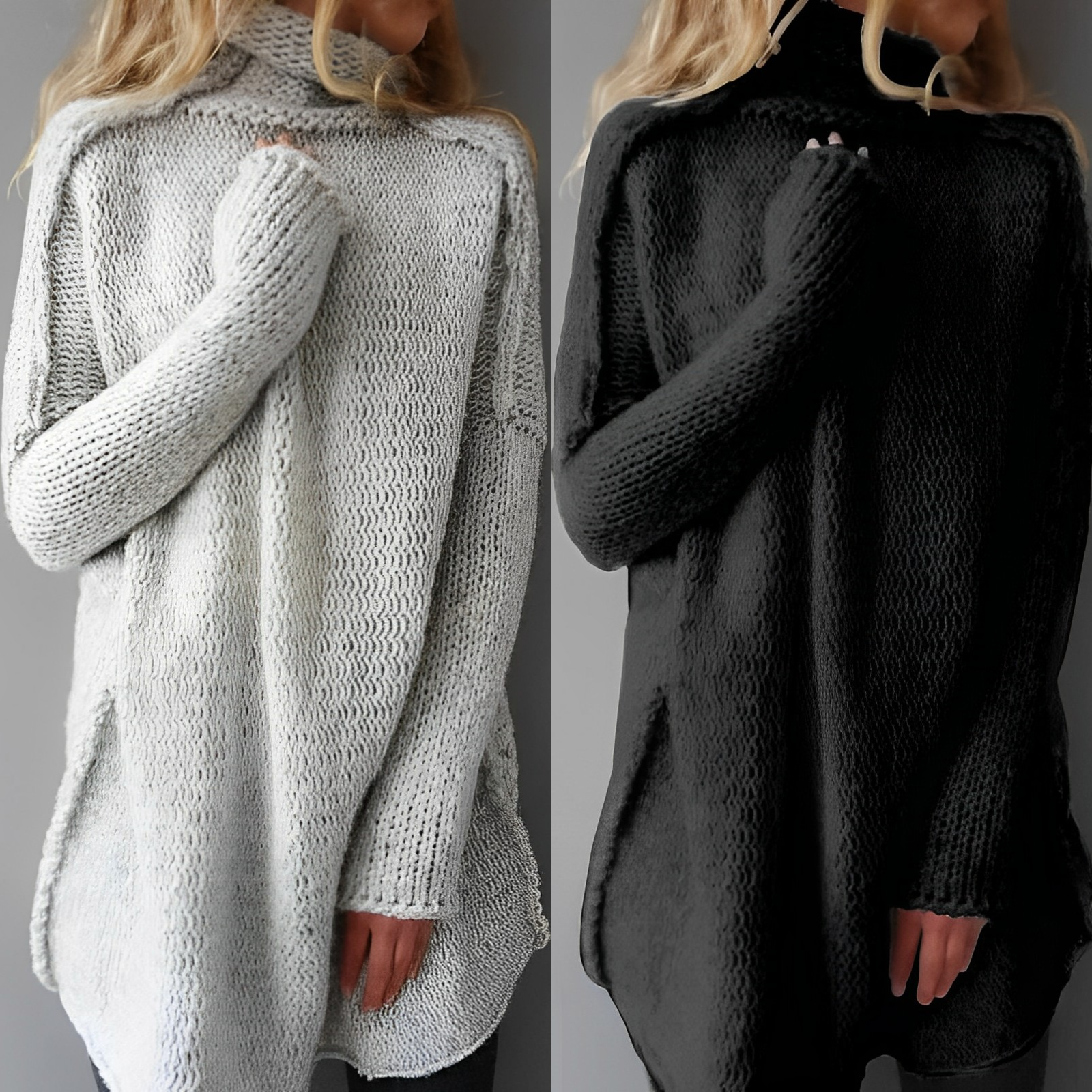 Maglione Donna Oversize in Maglia Caldo Girocollo Invernale - Brentozzi