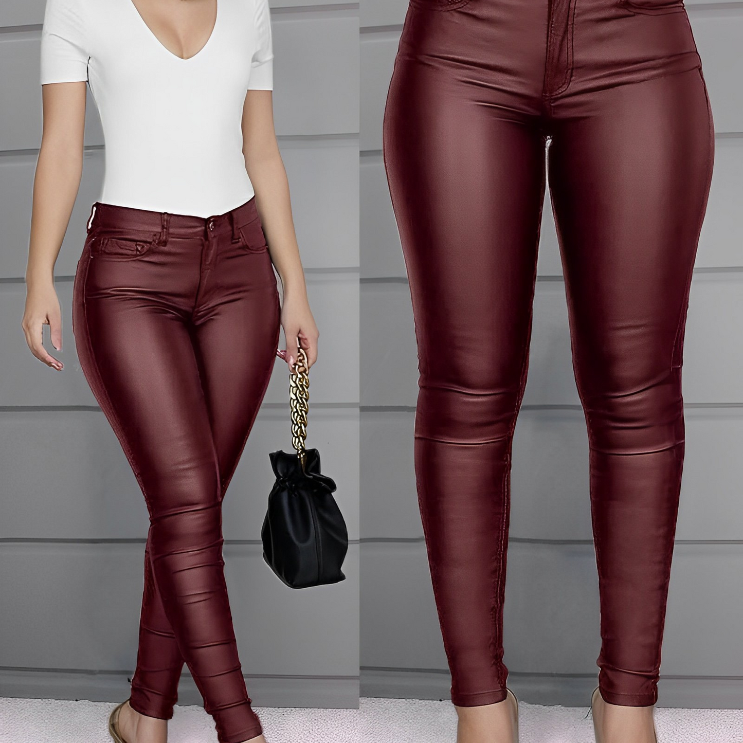 Pantaloni Donna in Pelle Slim Fit Vestibilità Elegante
