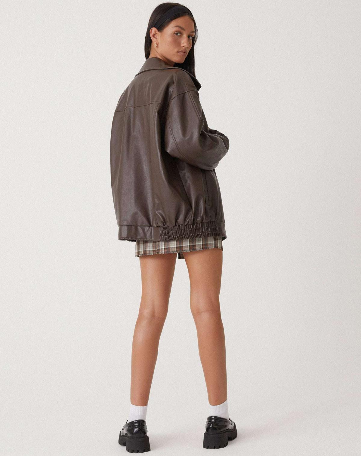 Bianca | Donna Giacca Bomber Ecopelle Oversize Zip 4
