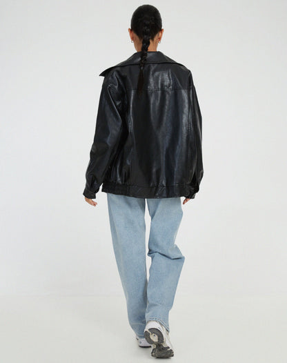 Bianca | Donna Giacca Bomber Ecopelle Oversize Zip 6