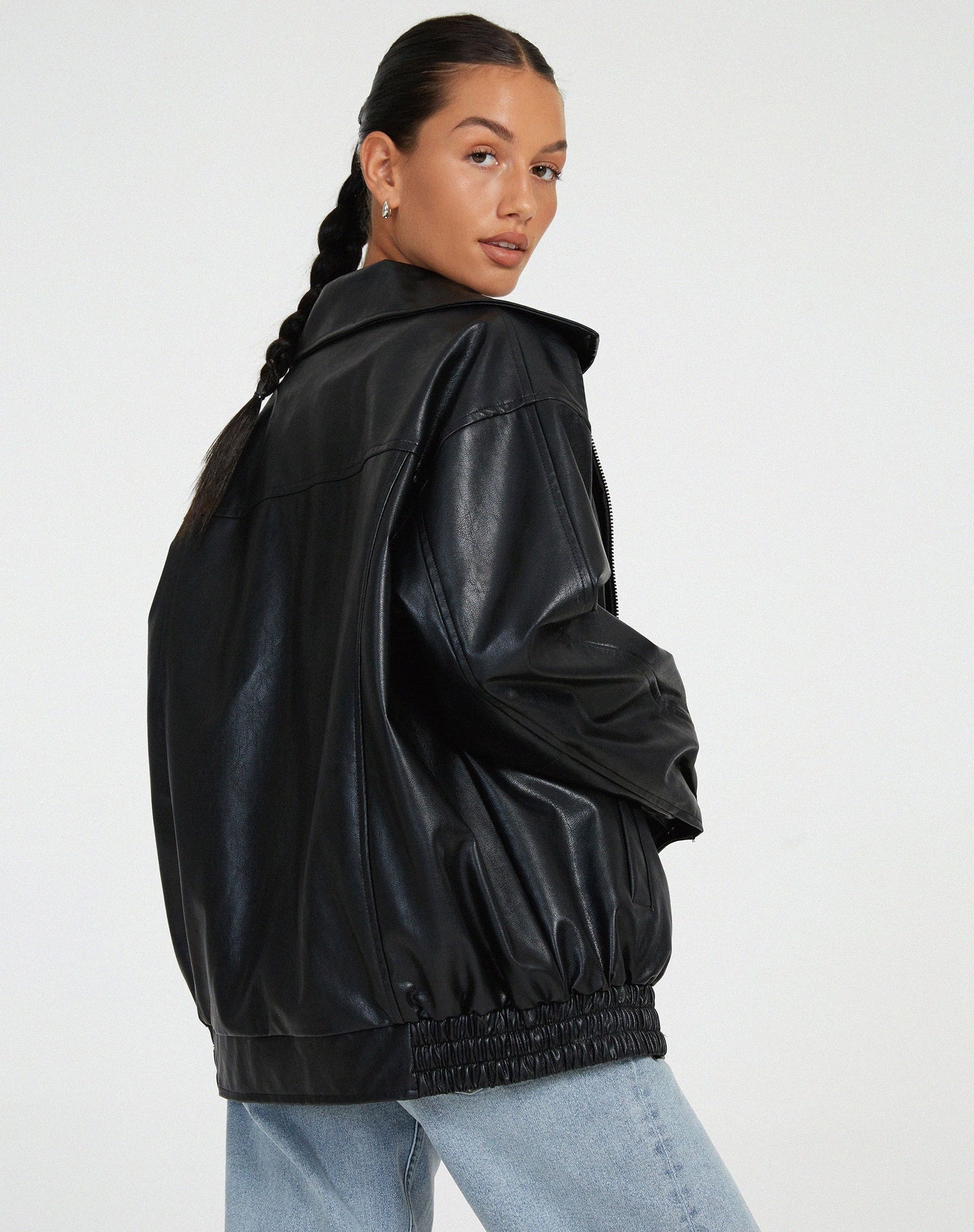 Bianca | Donna Giacca Bomber Ecopelle Oversize Zip 8