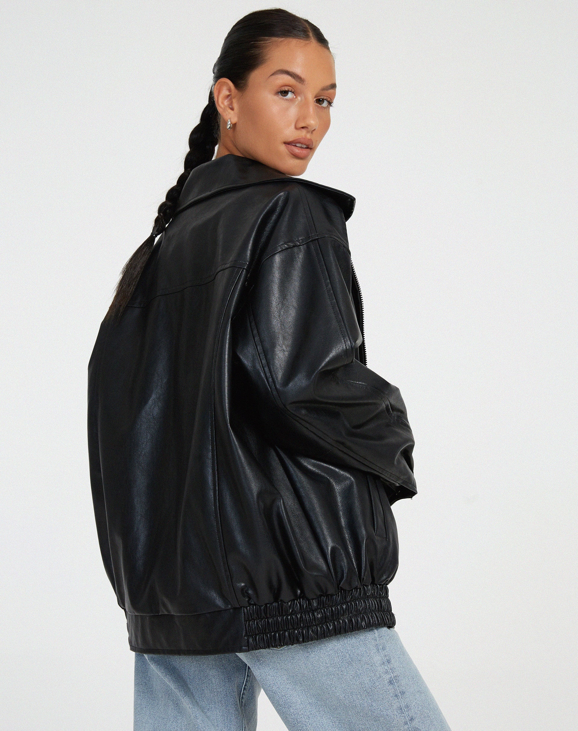Bianca | Donna Giacca Bomber Ecopelle Oversize Zip 8