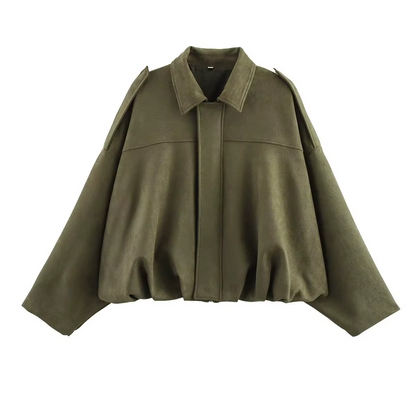 Giacca Bomber Donna Scamosciata Oversize Zip Frontale - Vesarelli