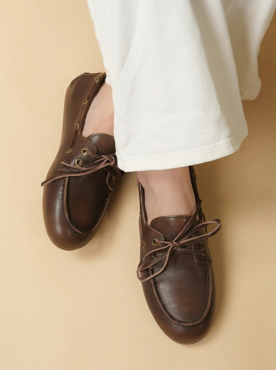 Bianca | Mocassini Donna in Pelle Scarpe da Barca Stringate 6