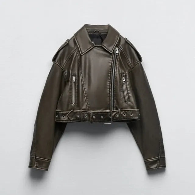 Giacca Biker Donna Corta con Zip