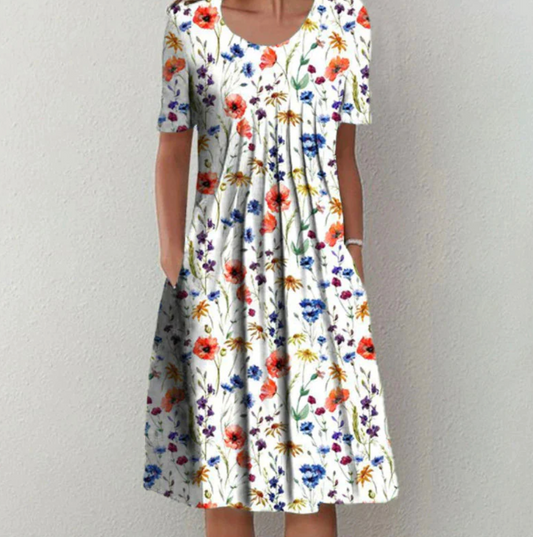 Abito Midi Donna Fantasia con Linee Continuative - Brentozzi
