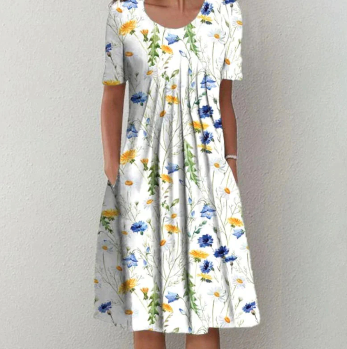Abito Midi Donna Fantasia con Linee Continuative