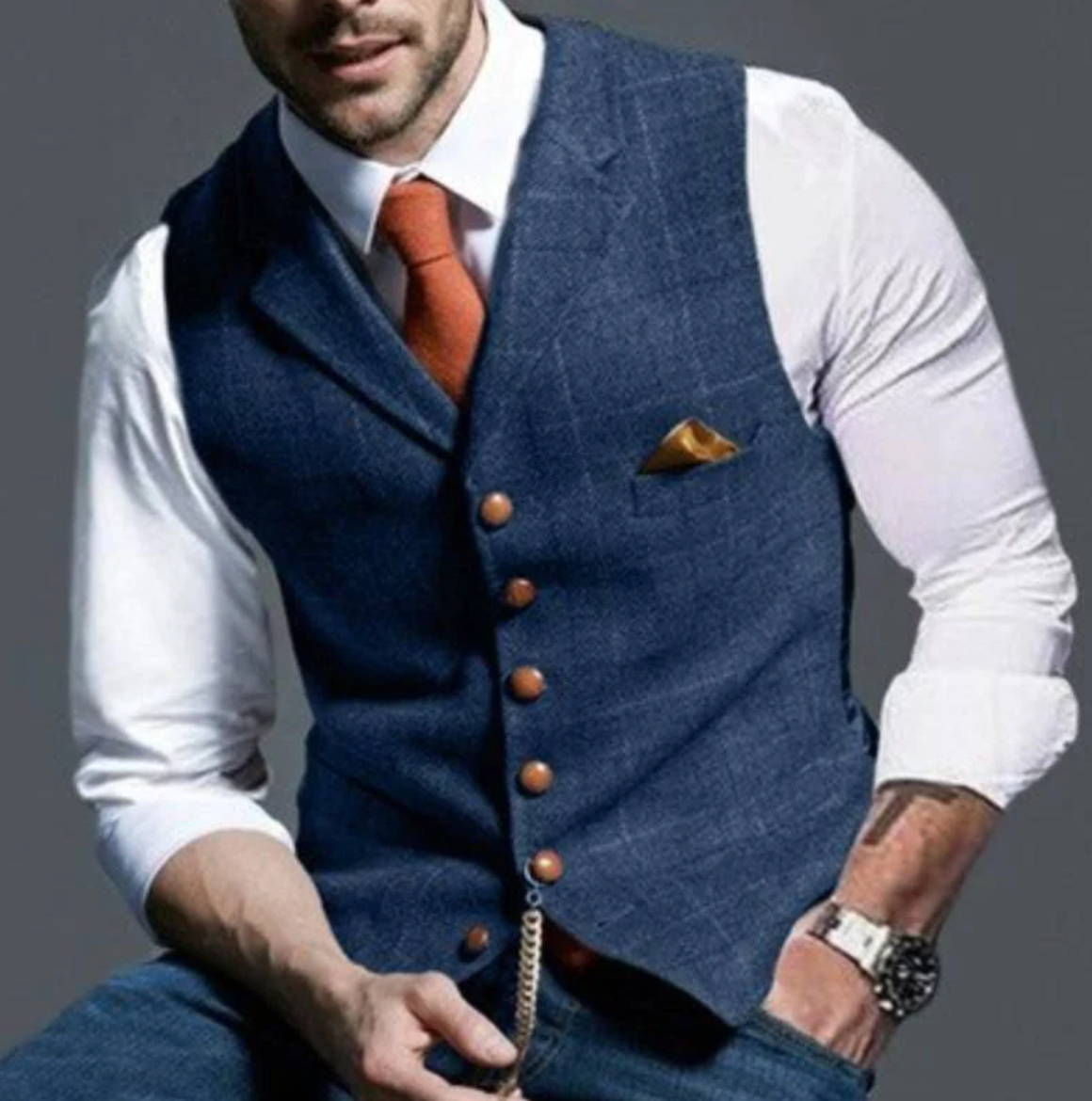 Gilet Uomo Fantasia Quadri Elegante Slim Fit - Brentozzi