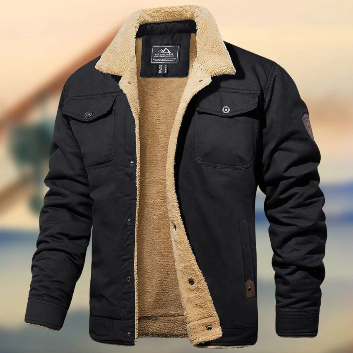 Giacca Uomo con Fodera in Pile Calda Outdoor Autunno Inverno