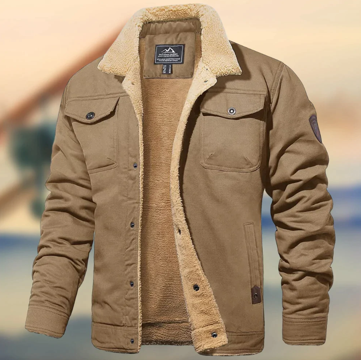 Giacca Uomo con Fodera in Pile Calda Outdoor Autunno Inverno