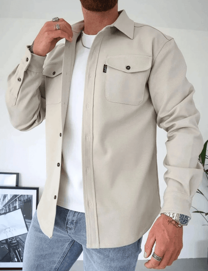 Camicia Uomo Stile Elegante Tessuto Morbido Casual