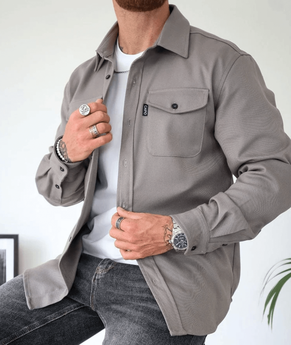 Camicia Uomo Stile Elegante Tessuto Morbido Casual