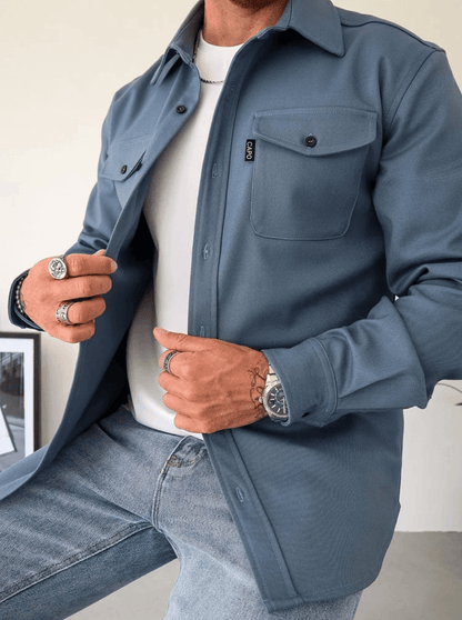 Camicia Uomo Stile Elegante Tessuto Morbido Casual