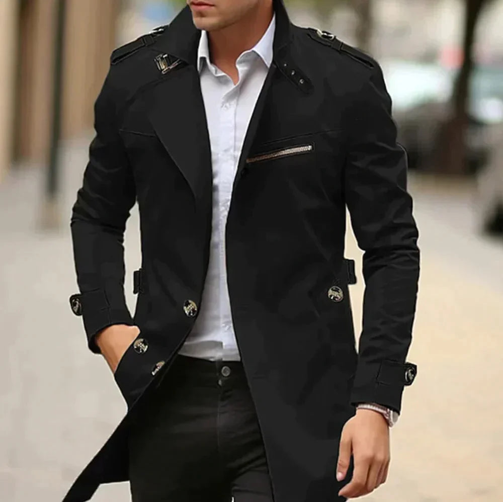 Giacca Uomo Impermeabile Stile Classico Vestibilità Regolare