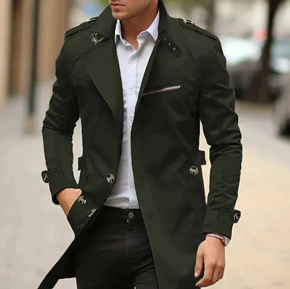 Giacca Uomo Impermeabile Stile Classico Vestibilità Regolare