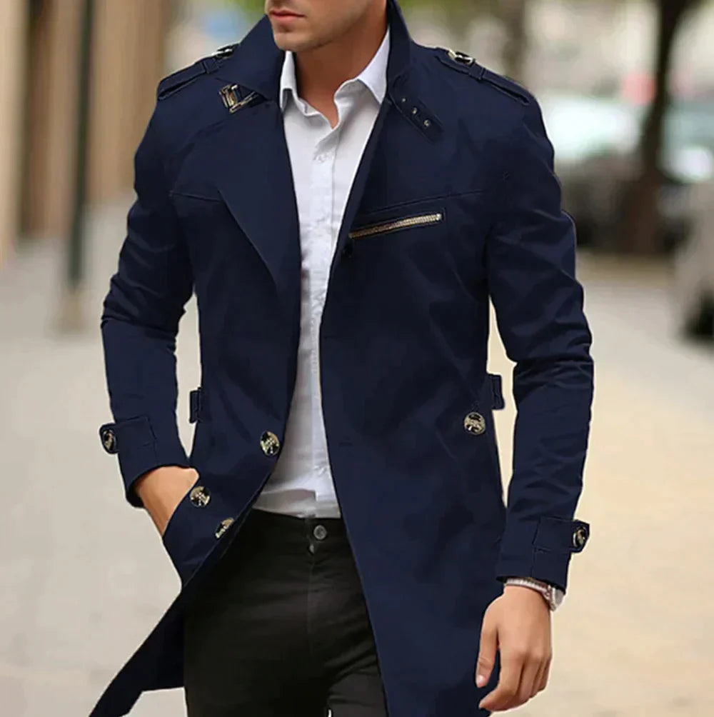 Giacca Uomo Impermeabile Stile Classico Vestibilità Regolare